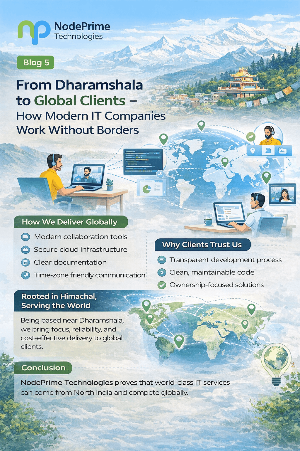 From Dharamshala to Global Clients – How Modern IT Companies Work Without Borders